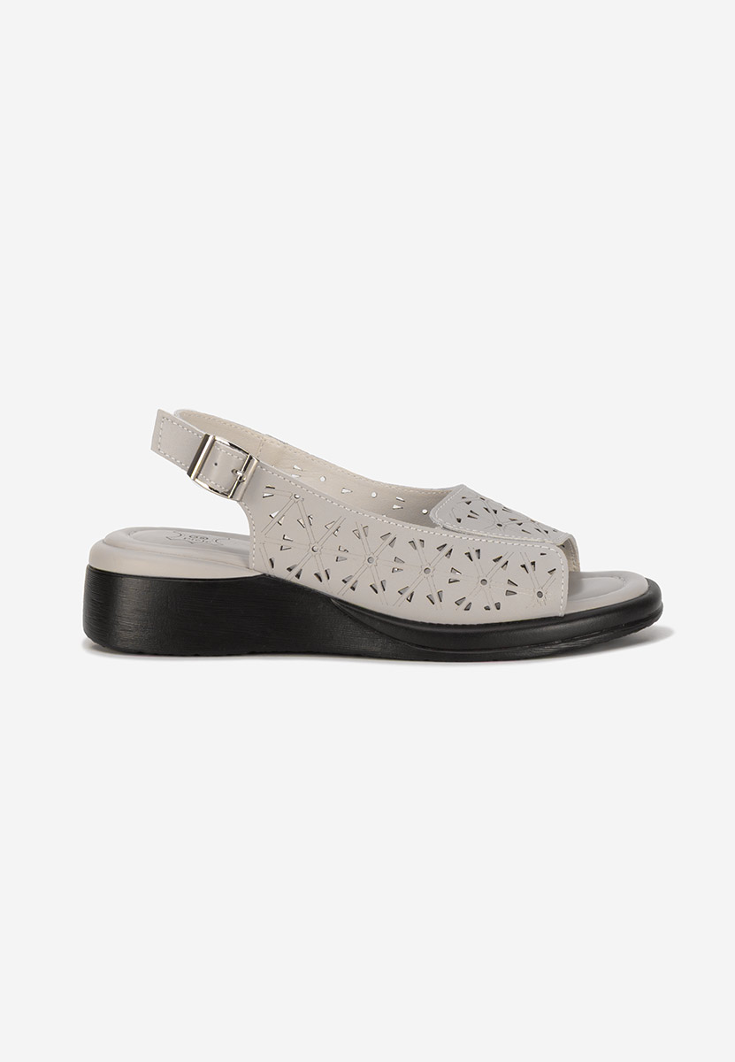 Sandali con plateau cuoio Fedra grigio