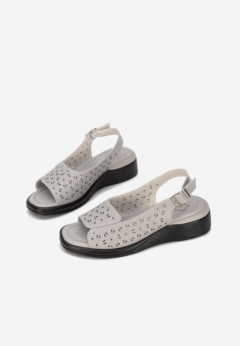 Sandali con plateau cuoio Fedra grigio
