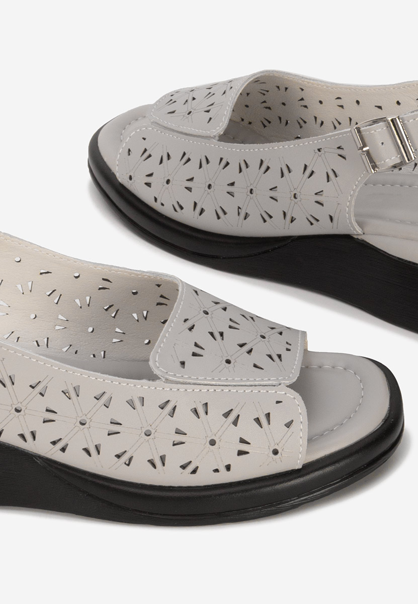 Sandali con plateau cuoio Fedra grigio