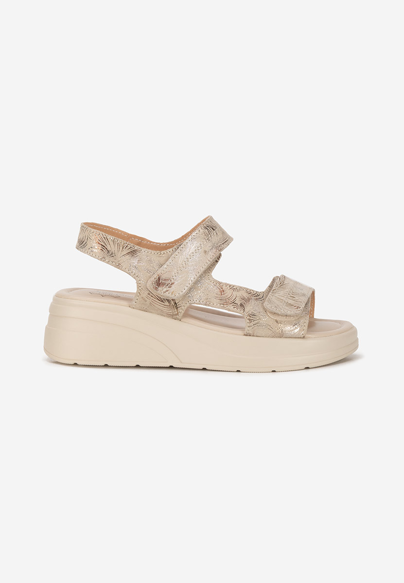 Sandali con plateau cuoio Justinia oro