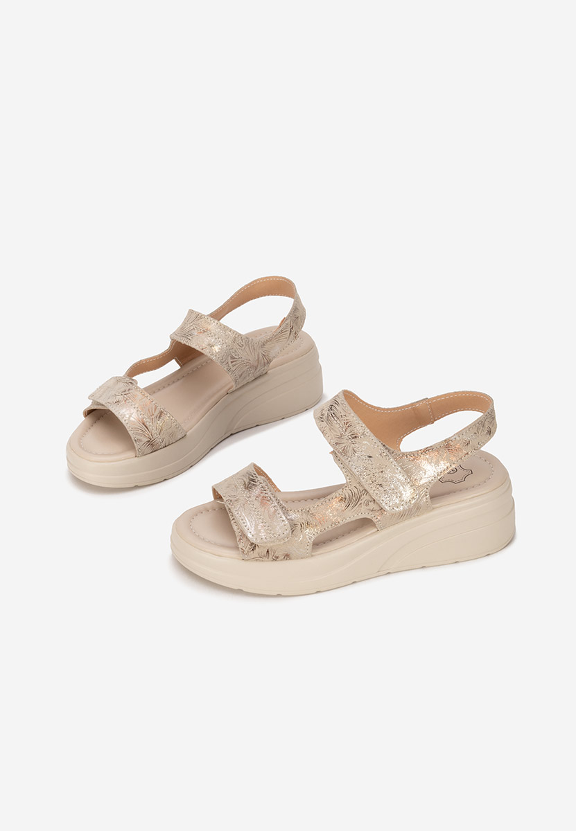 Sandali con plateau cuoio Justinia oro