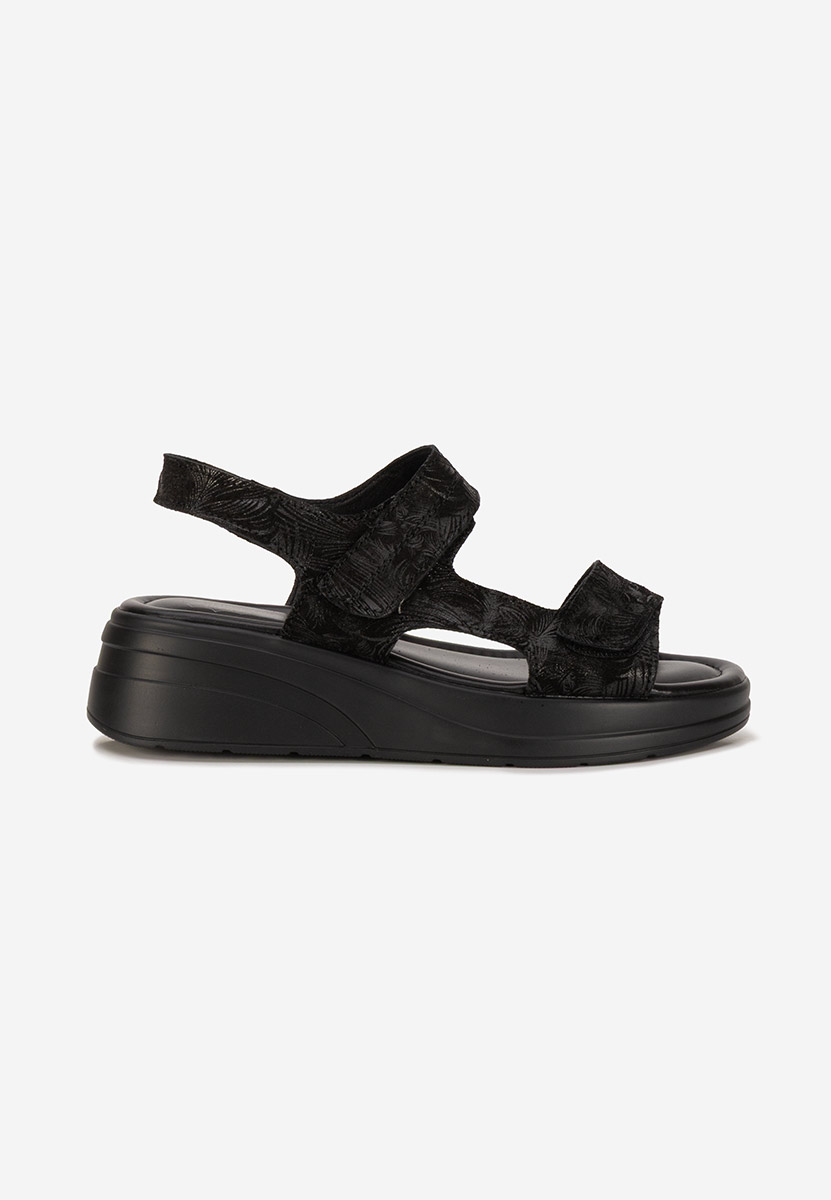Sandali con plateau cuoio Justinia nero