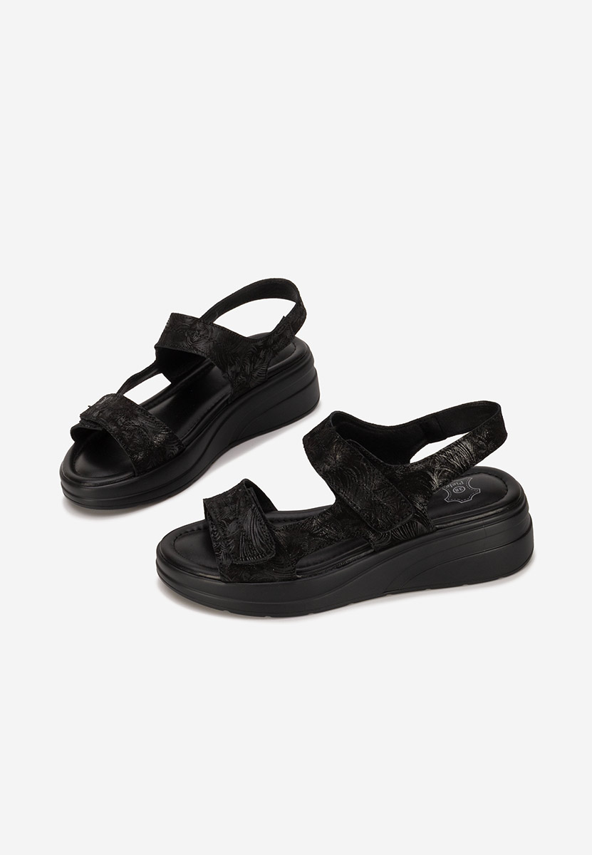 Sandali con plateau cuoio Justinia nero