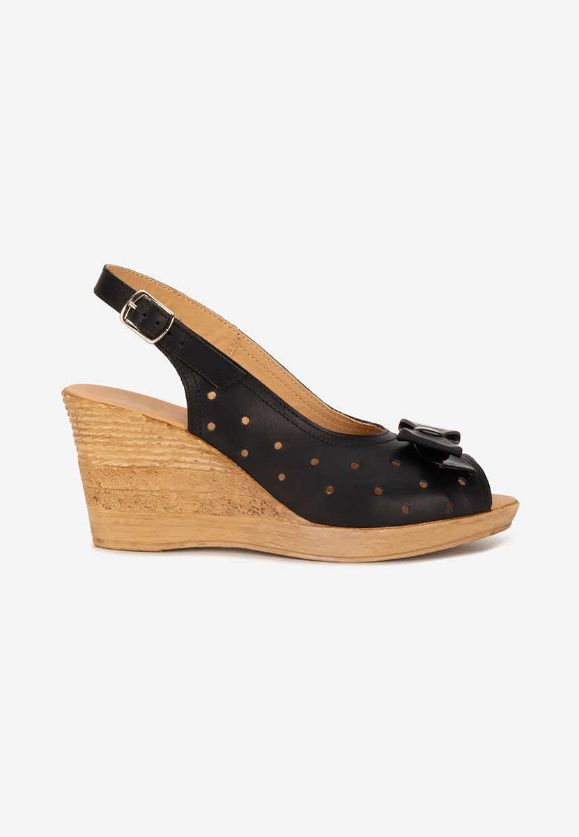 Sandali con zeppa cuoio Breta nero