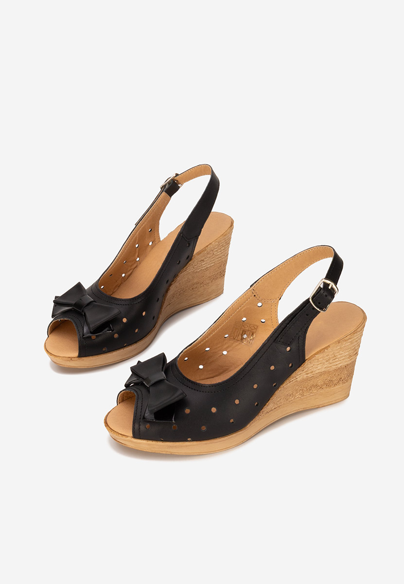 Sandali con zeppa cuoio Breta nero