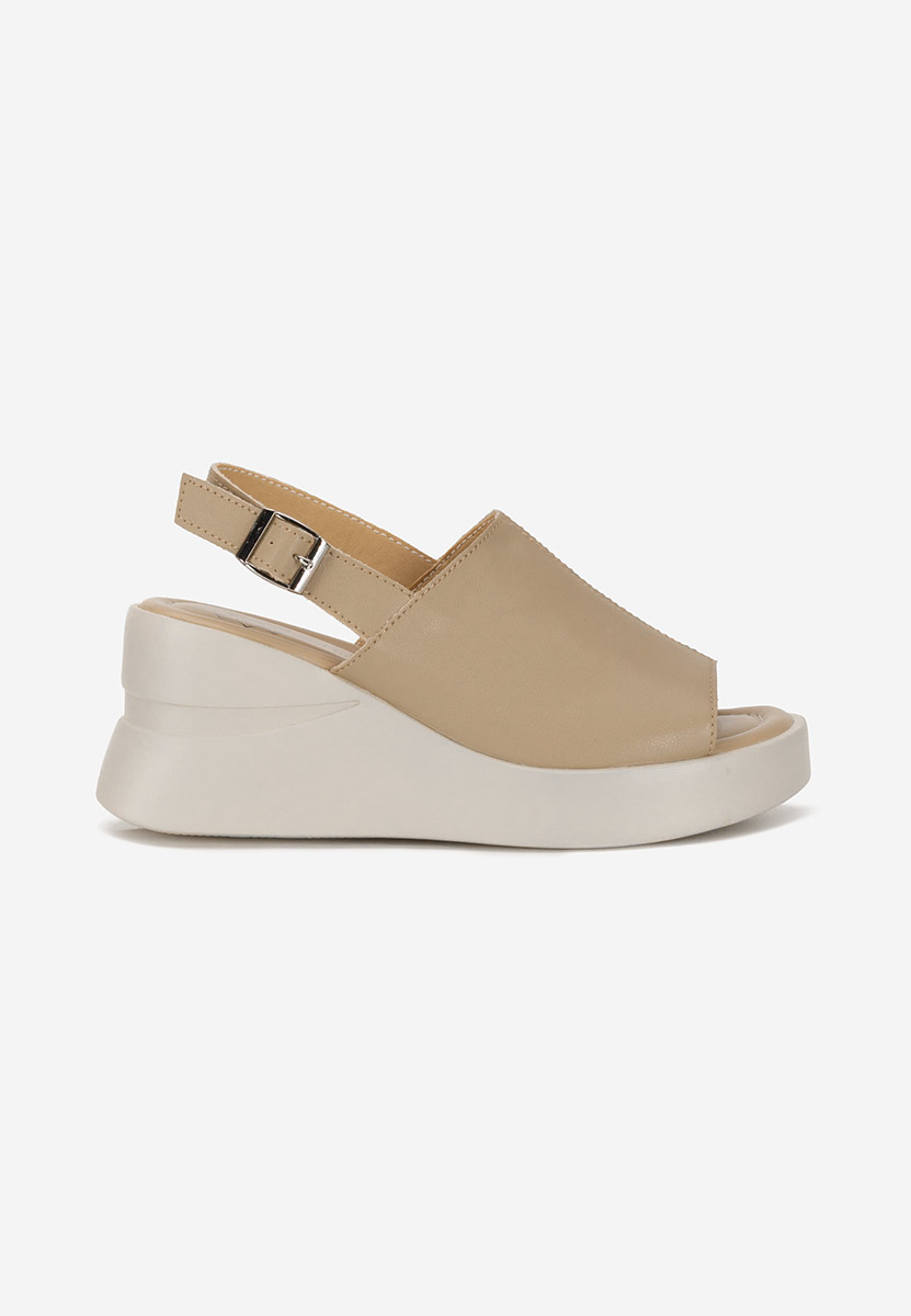 Sandali con zeppa cuoio Sorra cachi