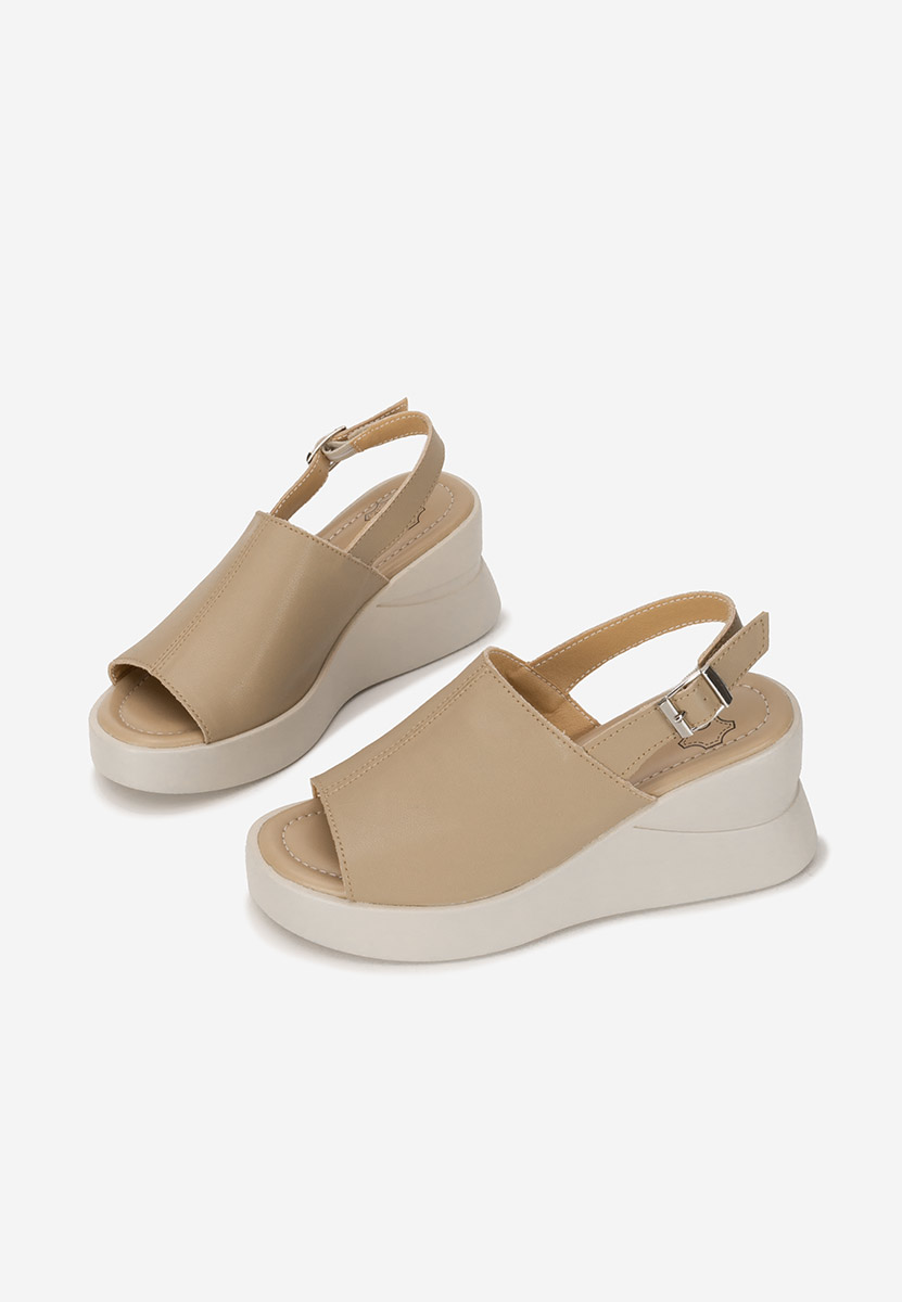 Sandali con zeppa cuoio Sorra cachi