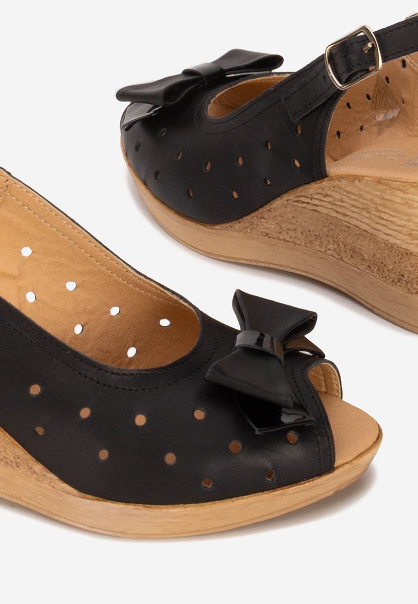 Sandali con zeppa cuoio Breta nero