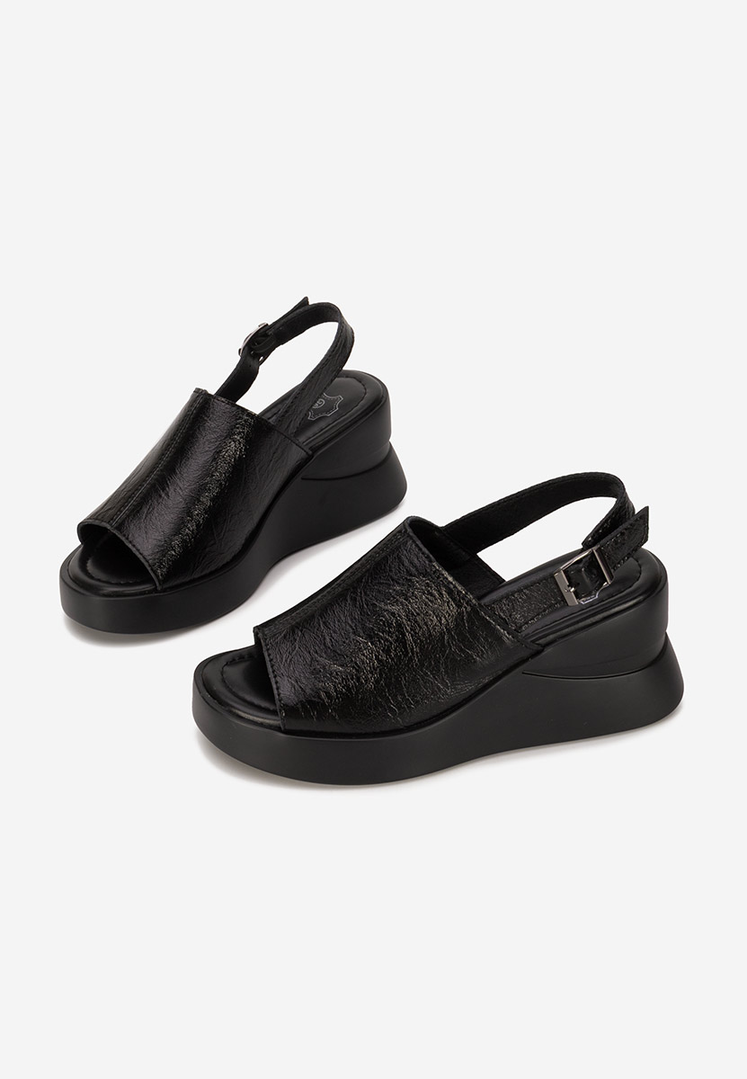 Sandali con zeppa cuoio Sorra nero