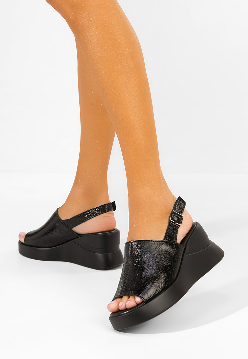 Sandali con zeppa cuoio Sorra nero