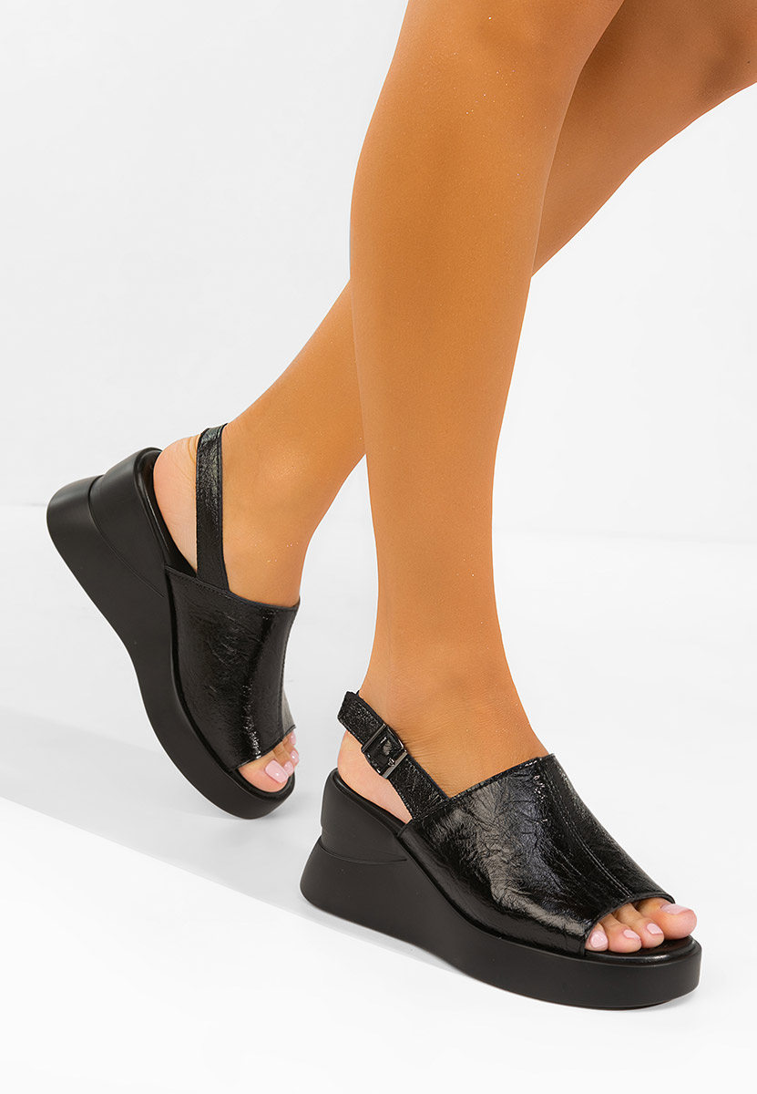 Sandali con zeppa cuoio Sorra nero