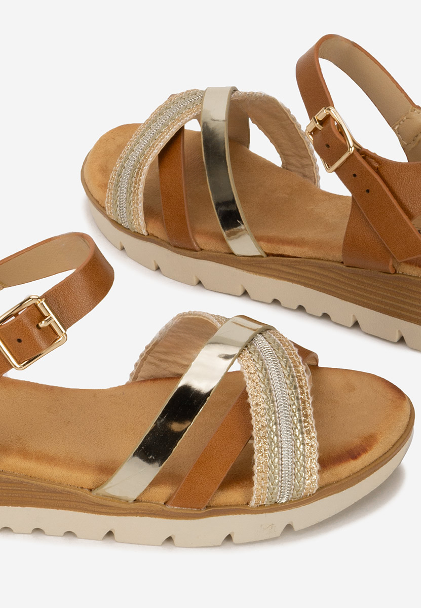 Sandali con zeppa Kaddea camel