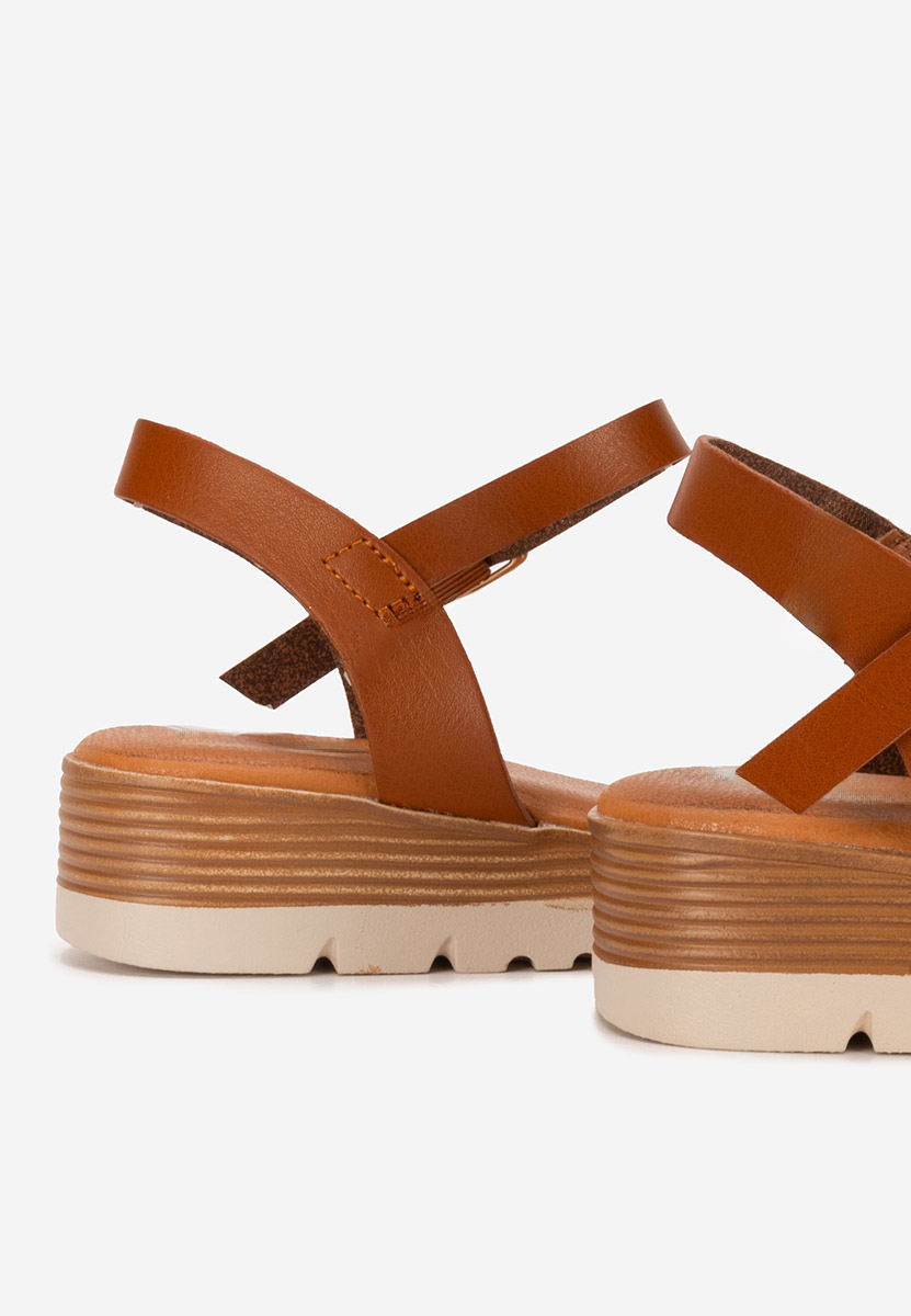Sandali con zeppa Rabielia camel