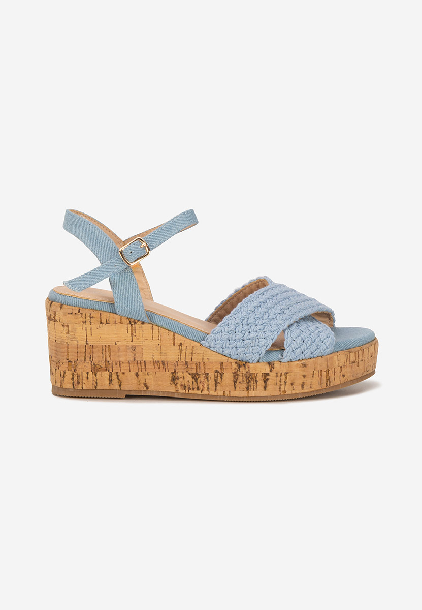 Sandali con zeppa Yarea blu