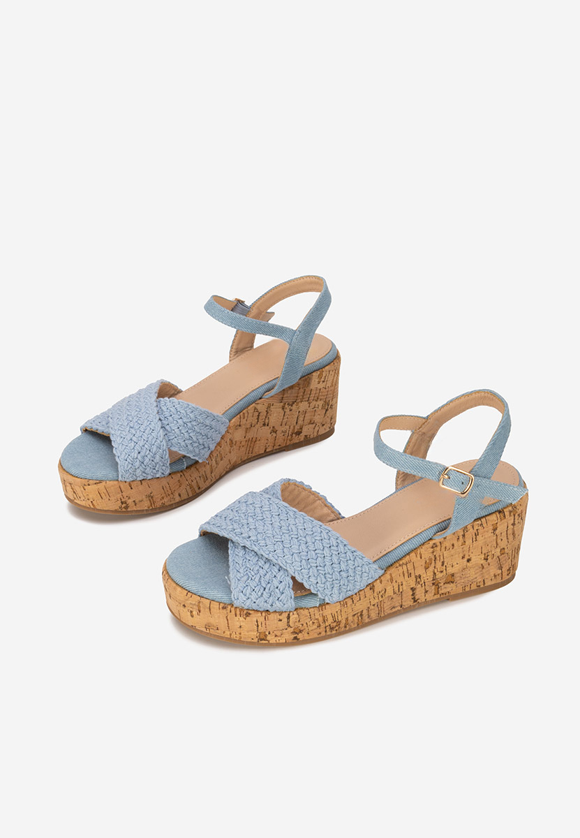 Sandali con zeppa Yarea blu