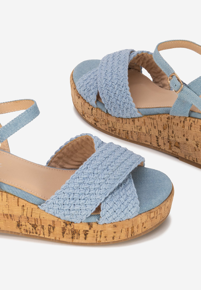 Sandali con zeppa Yarea blu