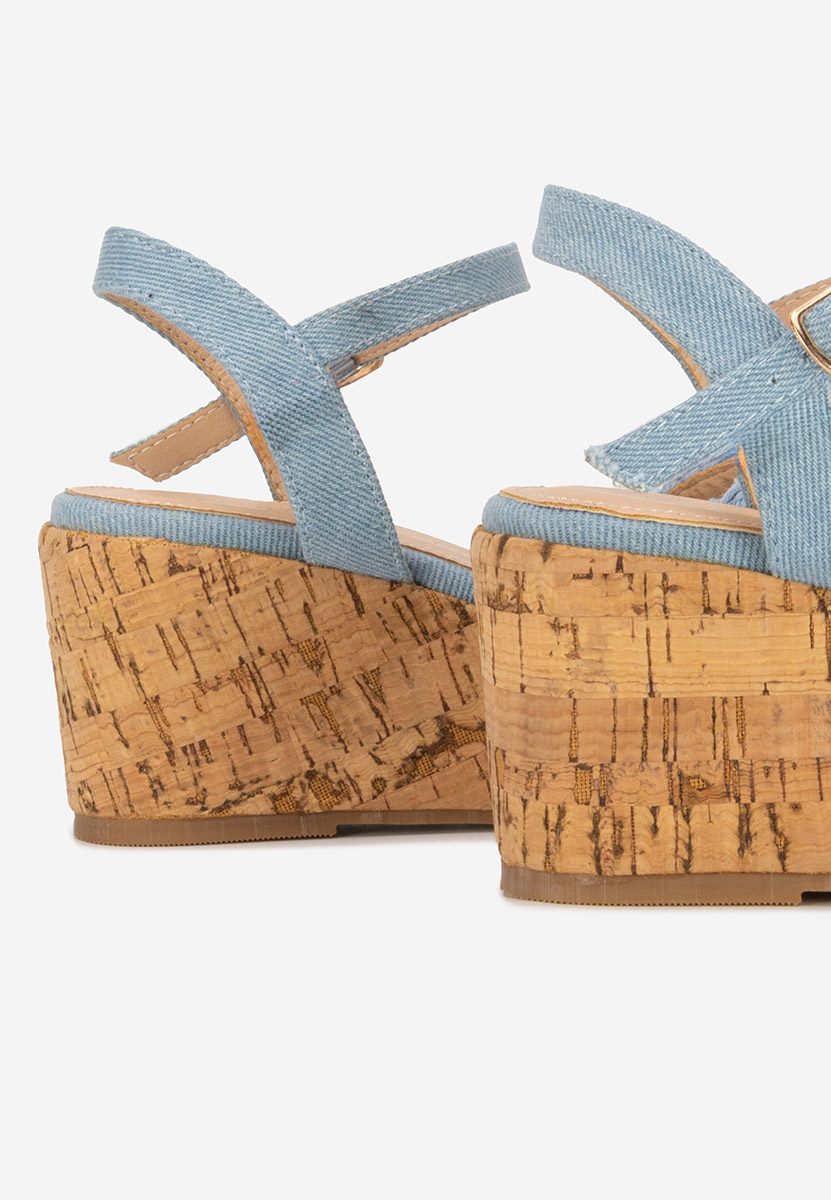 Sandali con zeppa Yarea blu