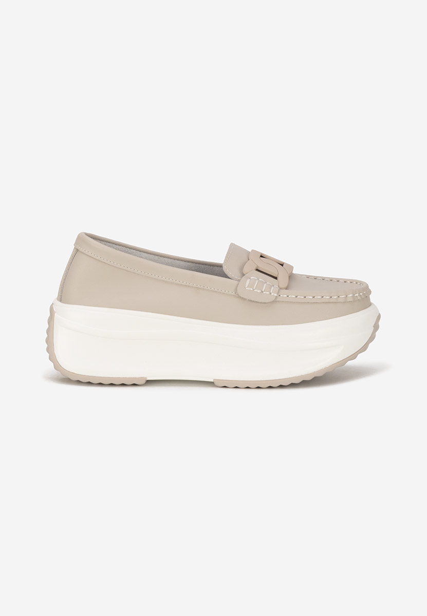 Mocassini pelle con plateau Mivea beige