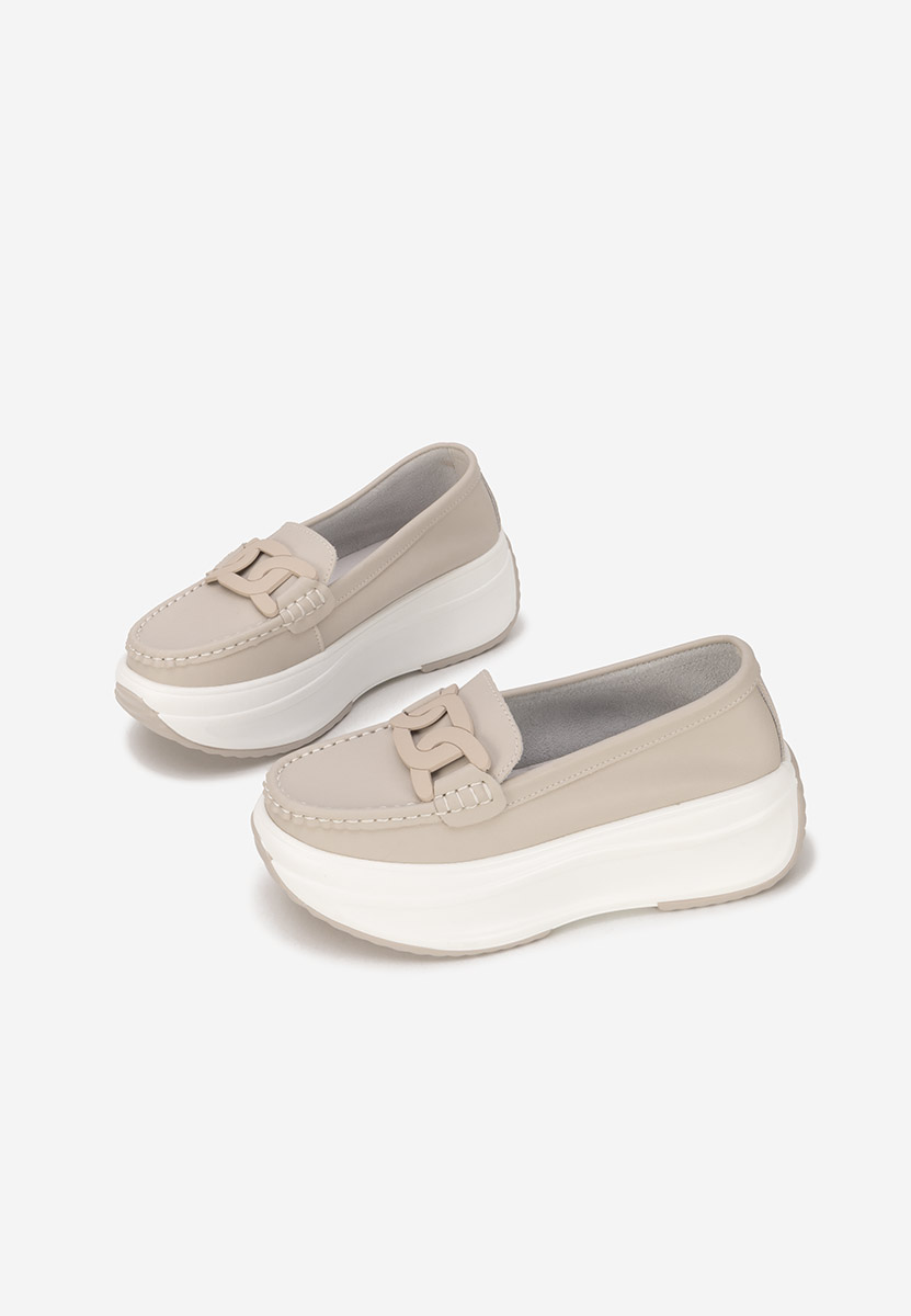 Mocassini pelle con plateau Mivea beige