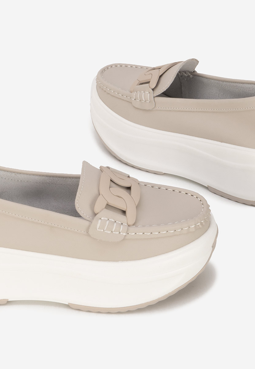 Mocassini pelle con plateau Mivea beige