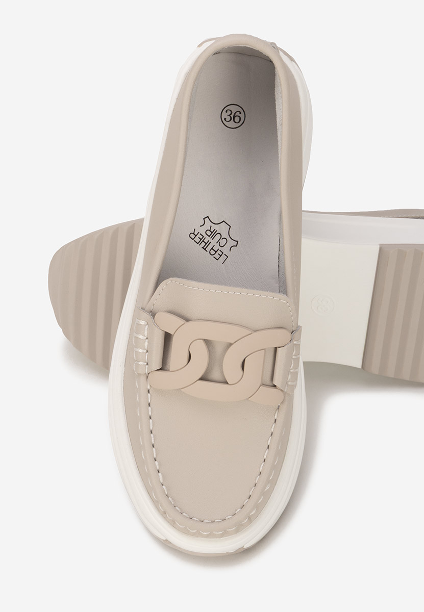 Mocassini pelle con plateau Mivea beige