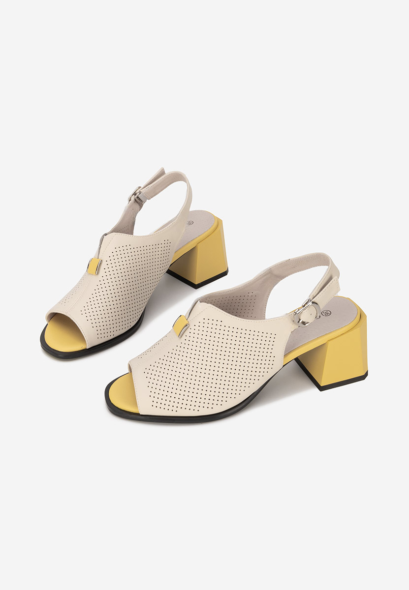 Sandali con tacco largo Heliena V2 beige