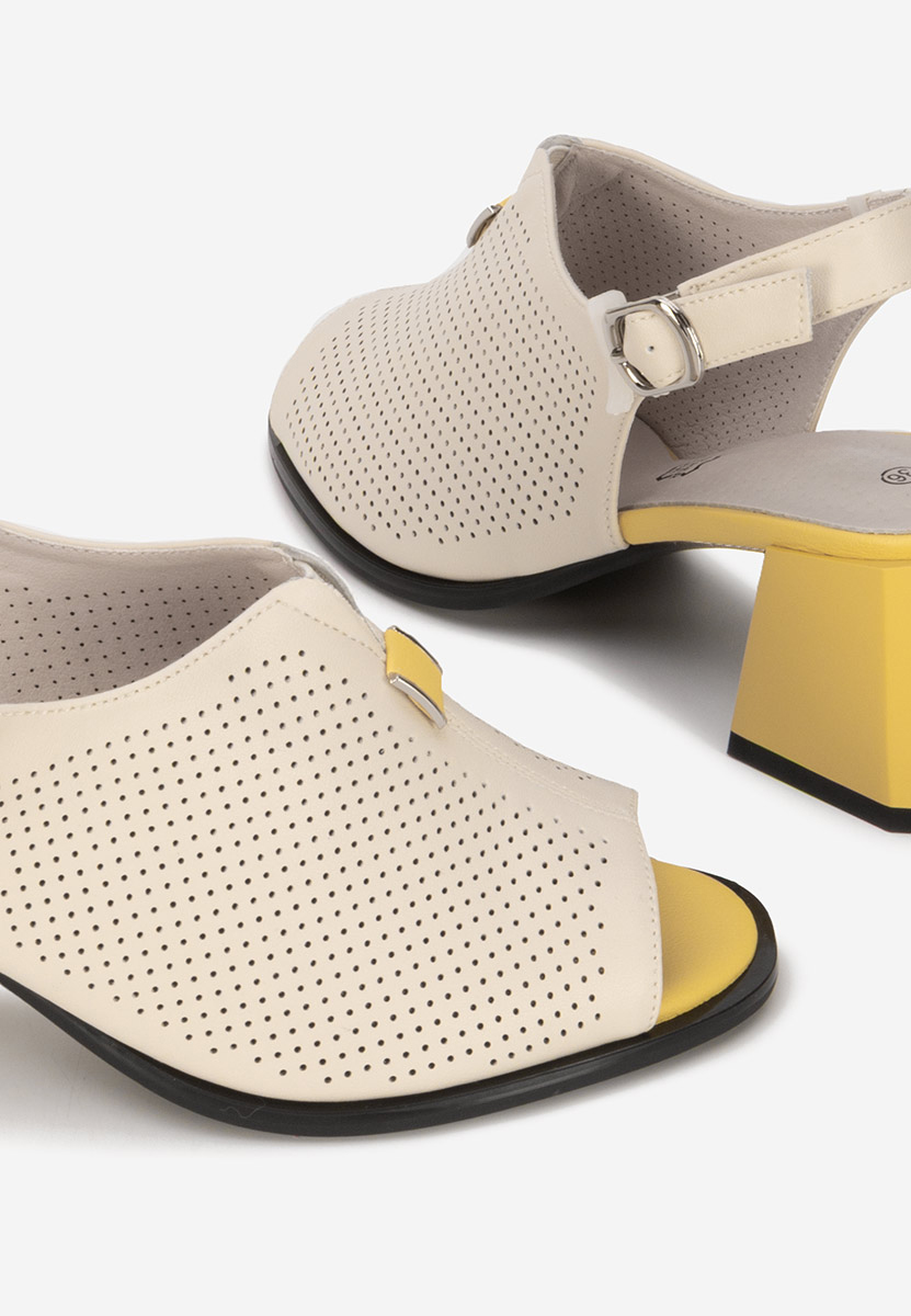 Sandali con tacco largo Heliena V2 beige