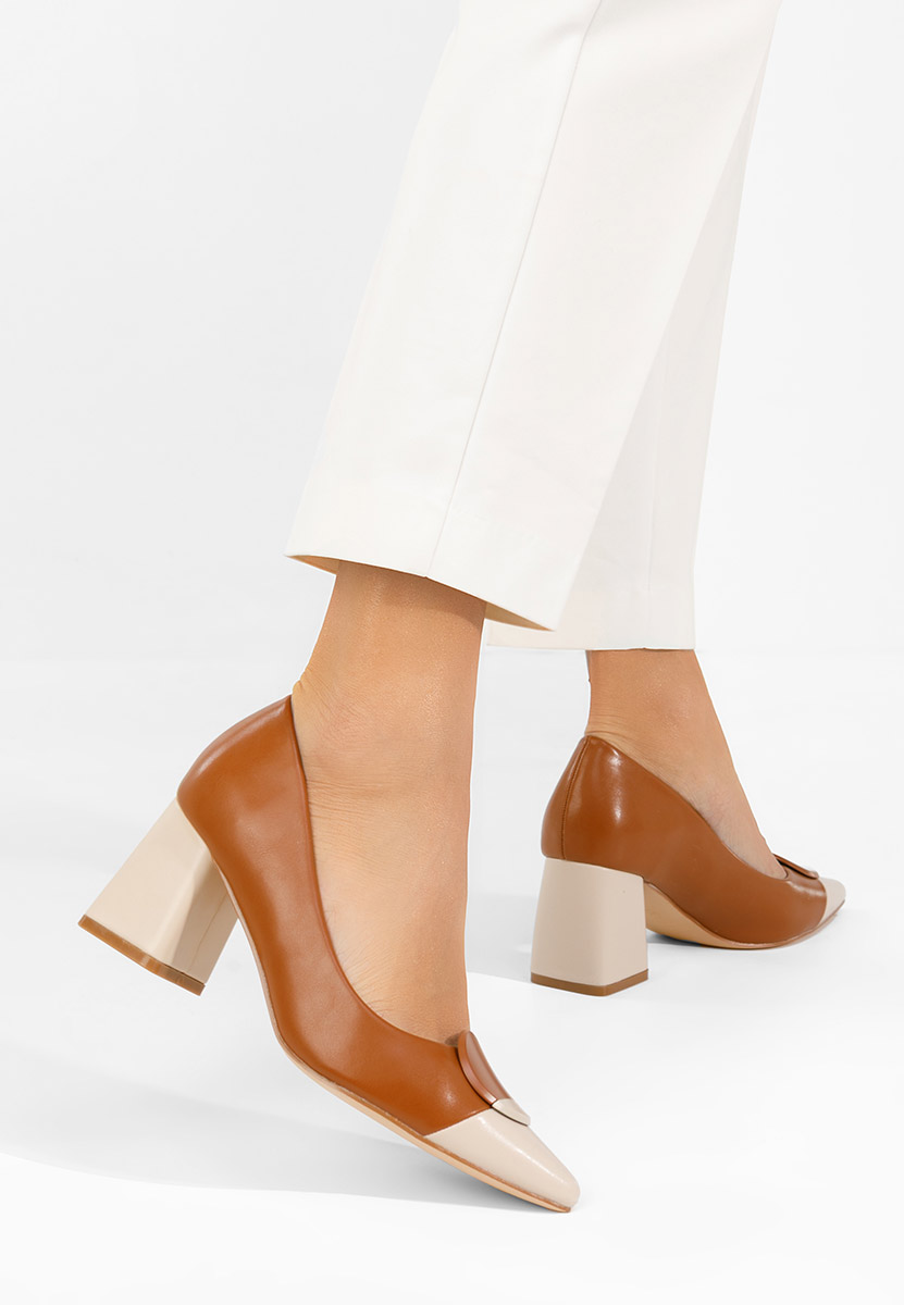Décolleté tacco largo Selinnia camel
