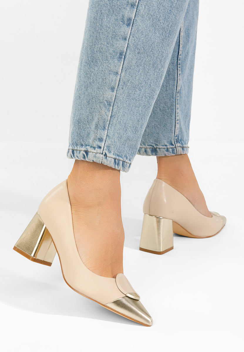 Décolleté tacco largo Selinnia V2 beige