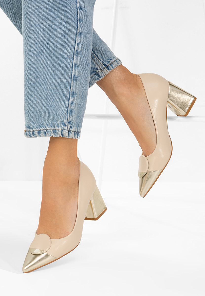 Décolleté tacco largo Selinnia V2 beige