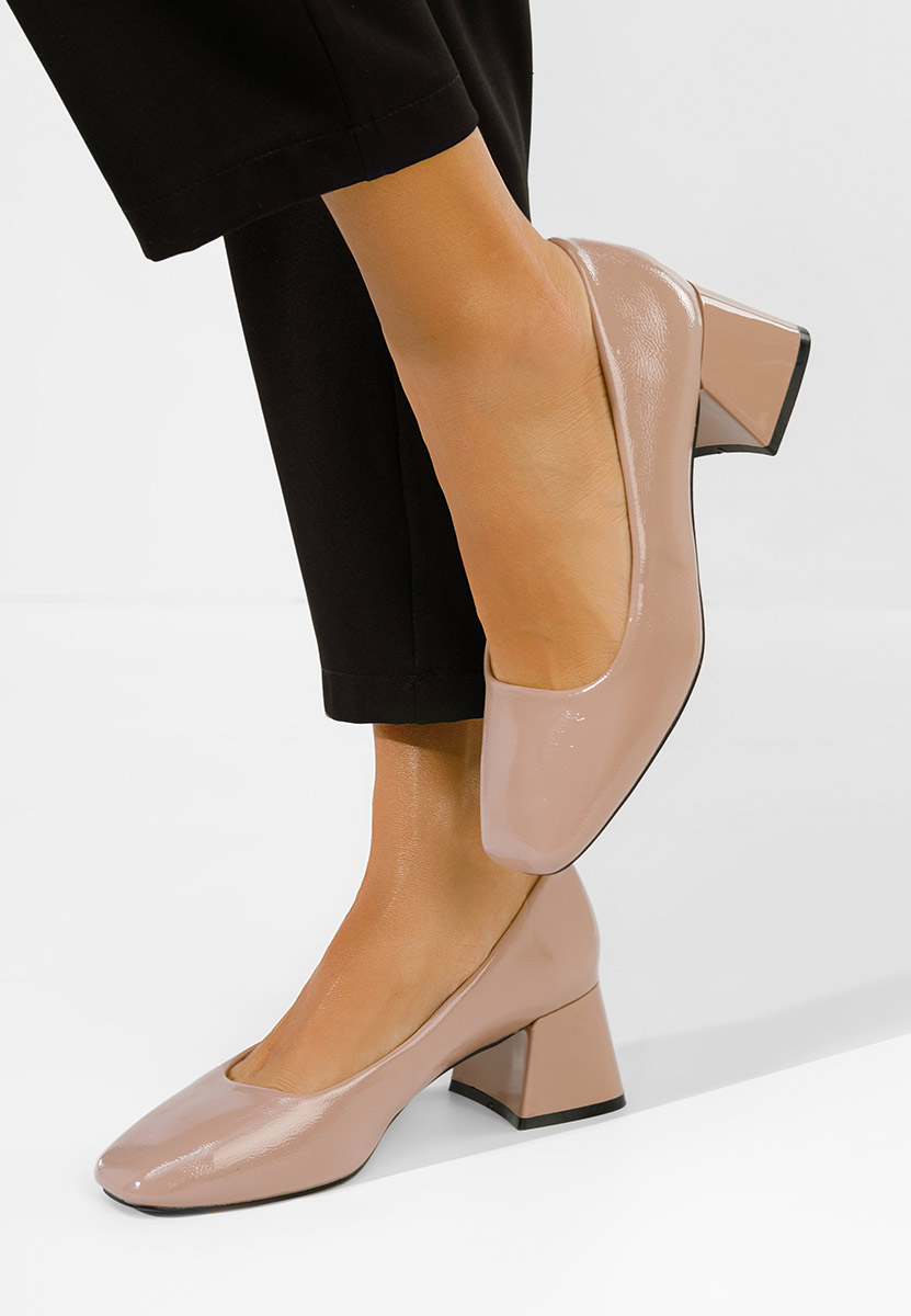 Décolleté in vernice Mesena beige