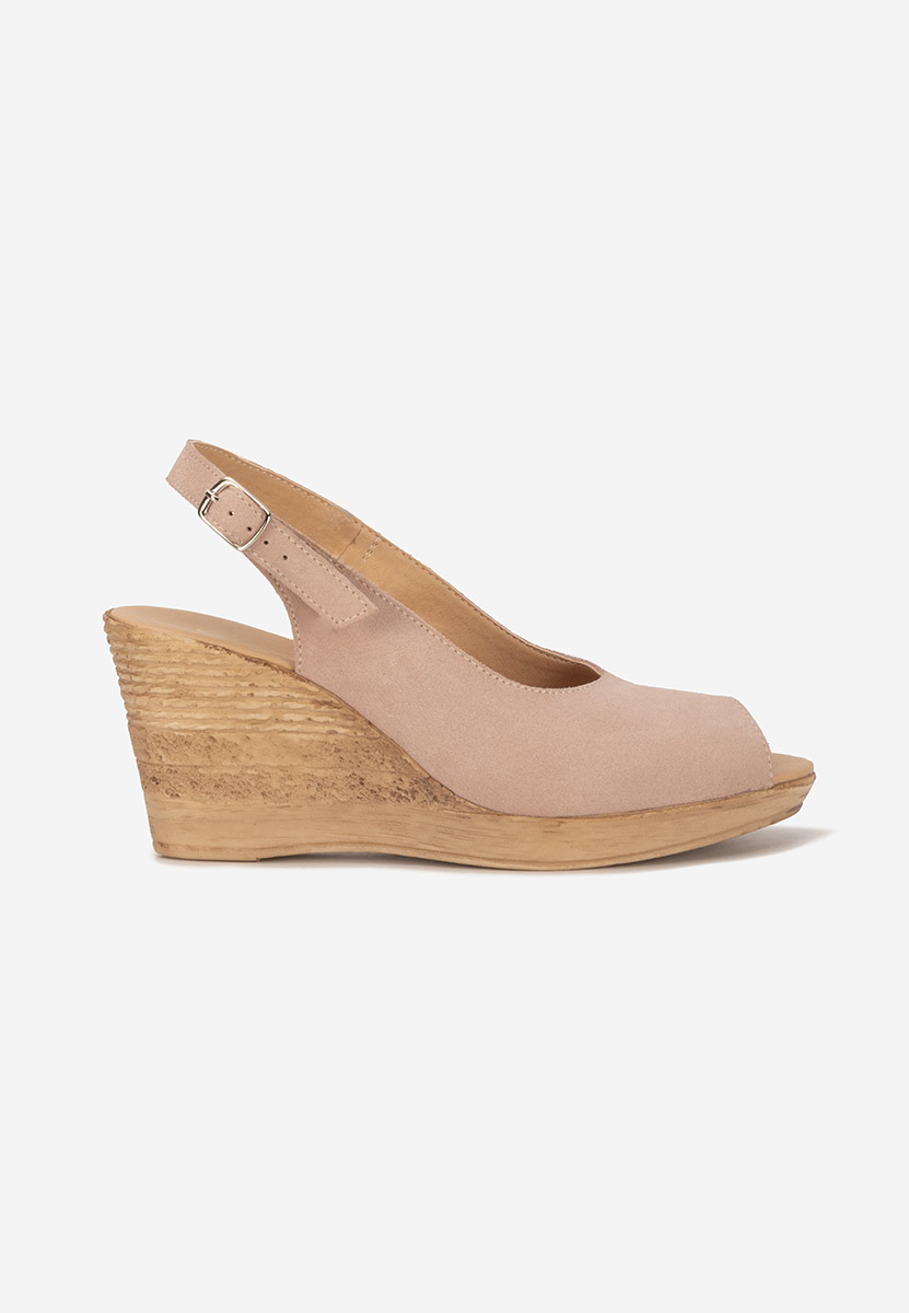 Sandali con zeppa cuoio Anelka rosa