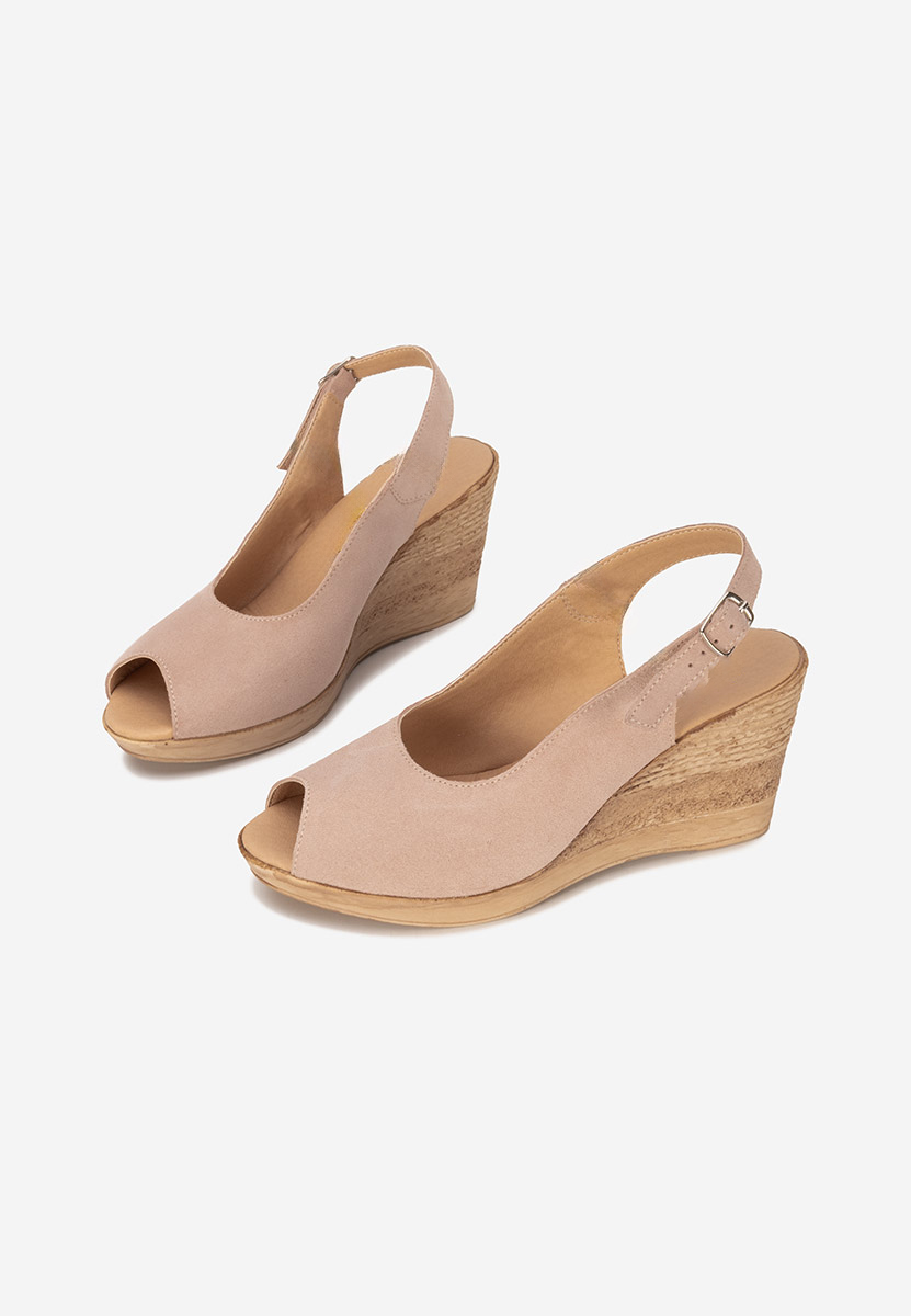Sandali con zeppa cuoio Anelka rosa