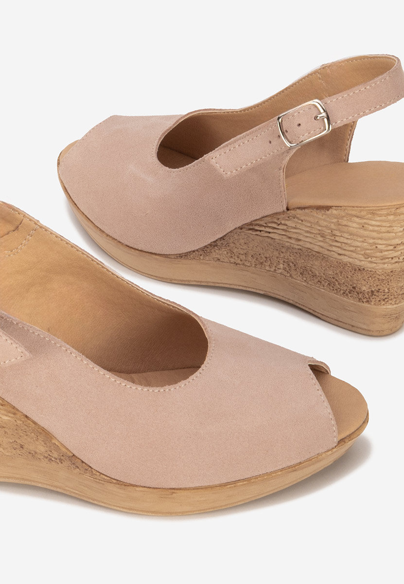 Sandali con zeppa cuoio Anelka rosa