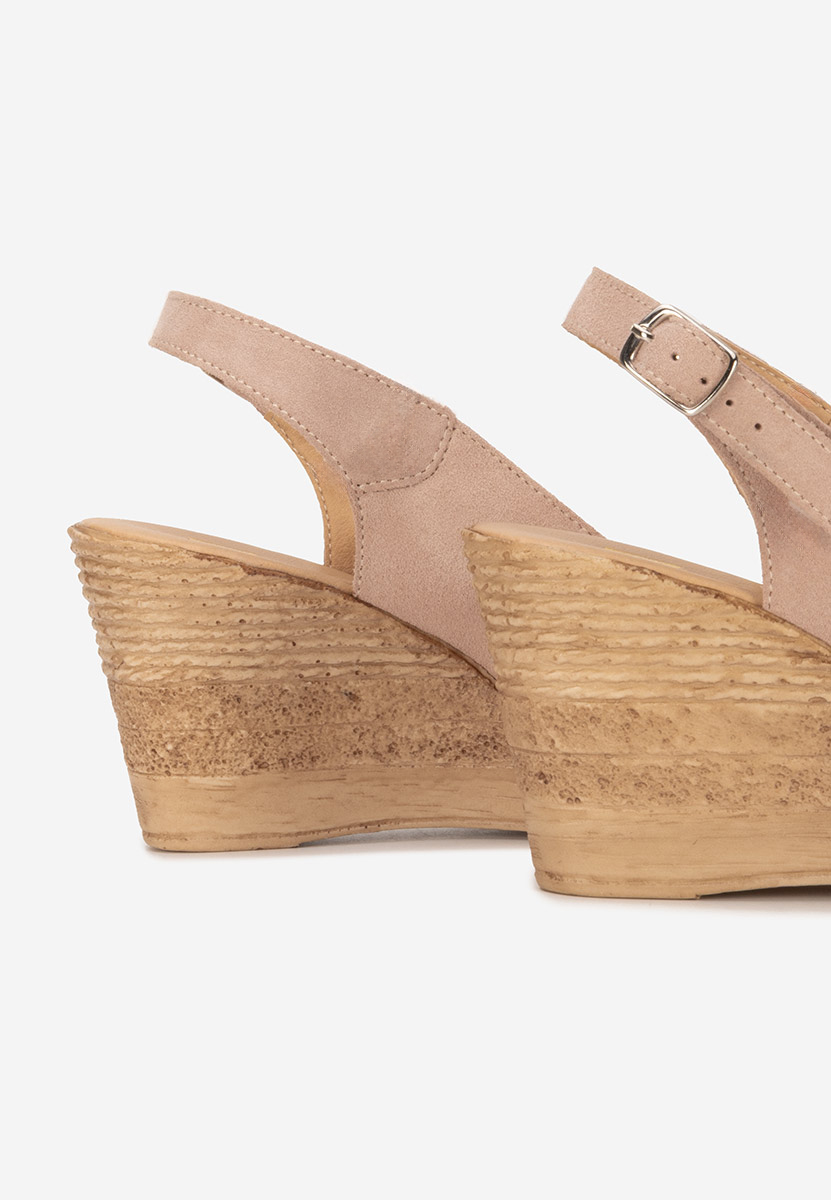 Sandali con zeppa cuoio Anelka rosa