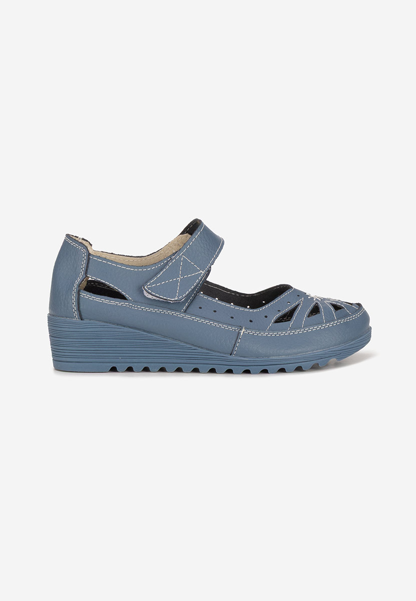 Ballerine pelle denim Cassina V2 blu