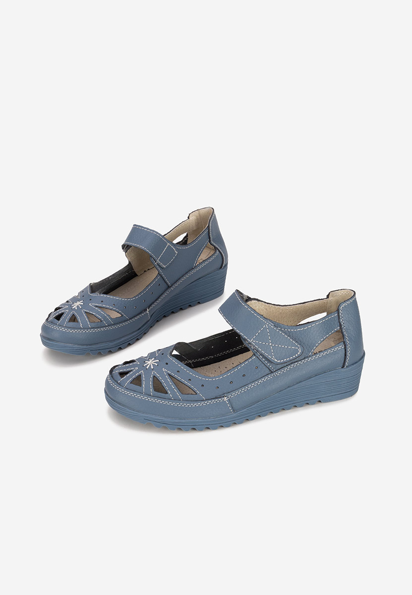 Ballerine pelle denim Cassina V2 blu