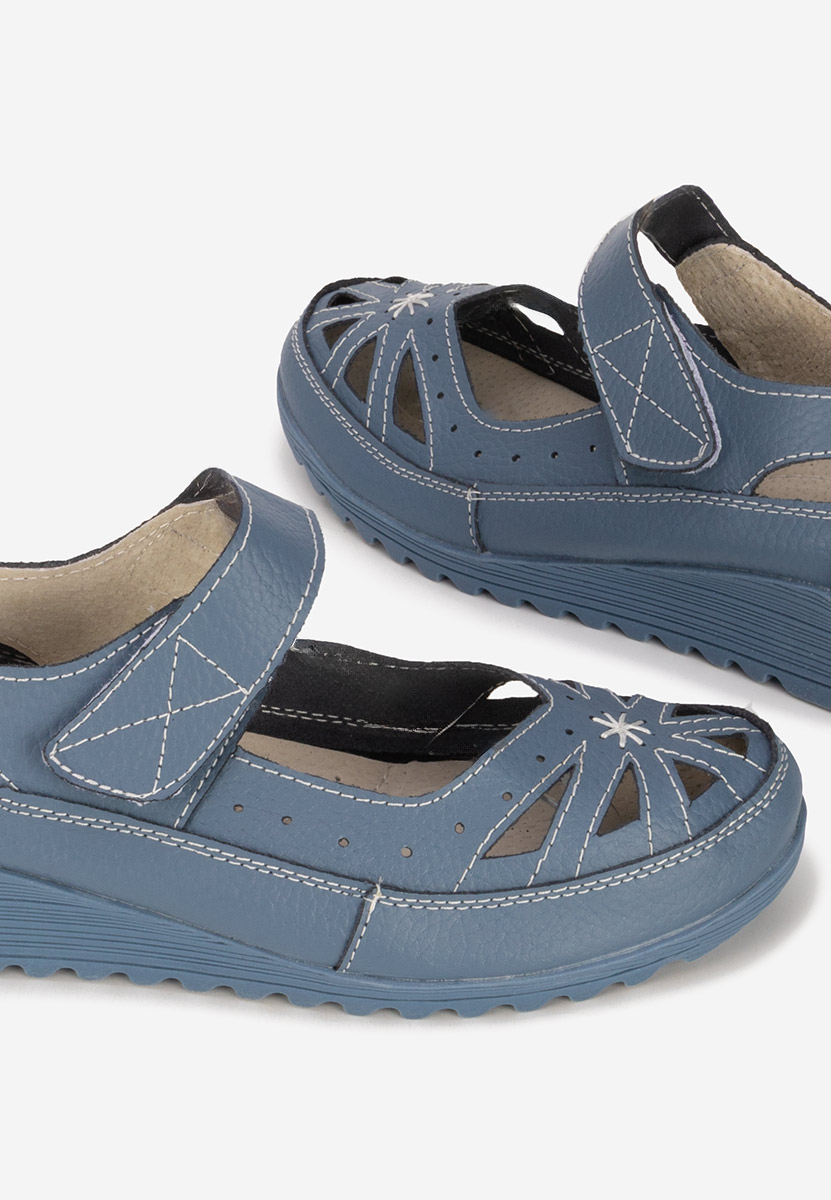 Ballerine pelle denim Cassina V2 blu