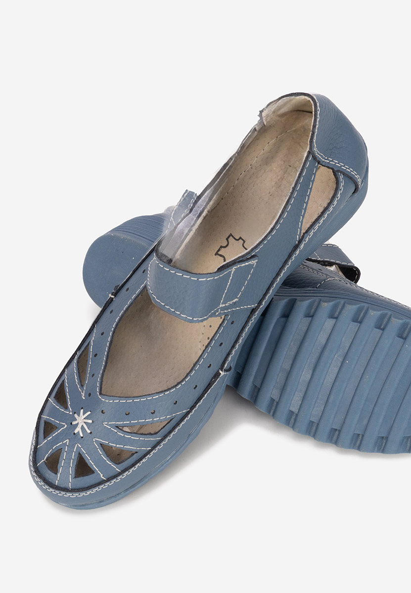 Ballerine pelle denim Cassina V2 blu