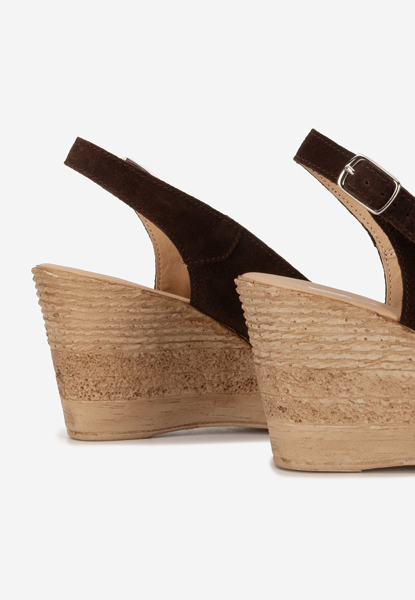 Sandali con zeppa cuoio Anelka V2 marrone