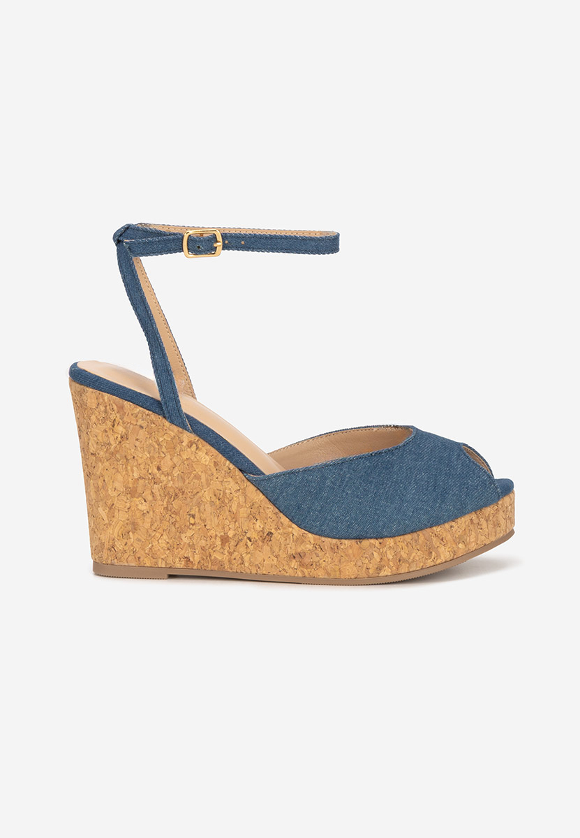 Sandali con zeppa Fabiania denim