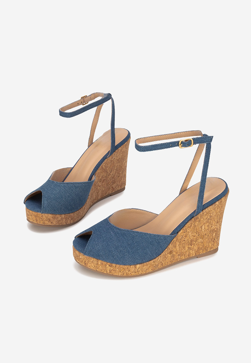 Sandali con zeppa Fabiania denim