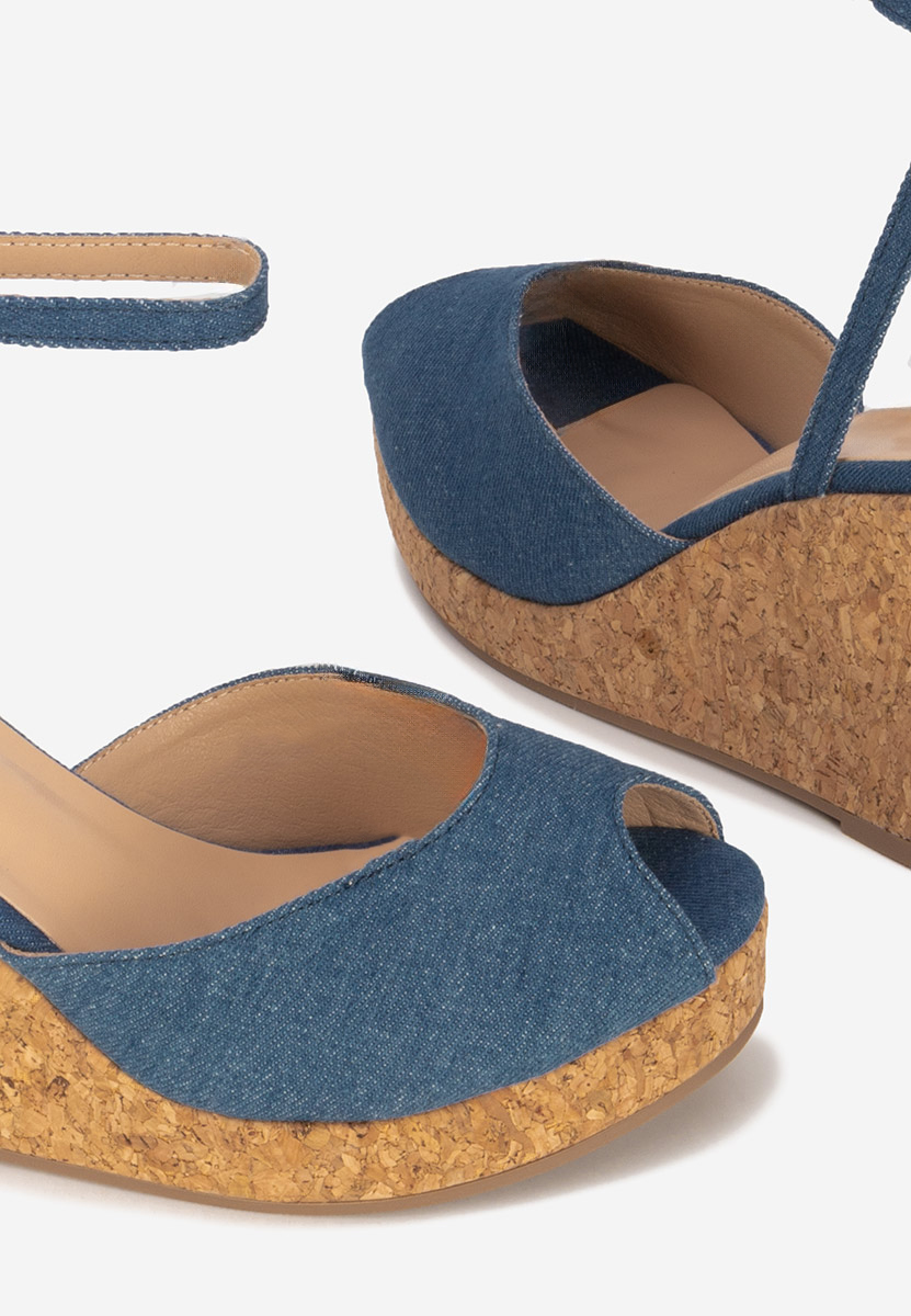 Sandali con zeppa Fabiania denim