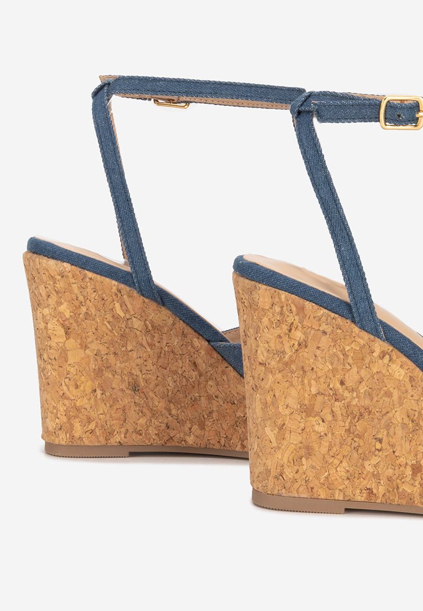 Sandali con zeppa Fabiania denim