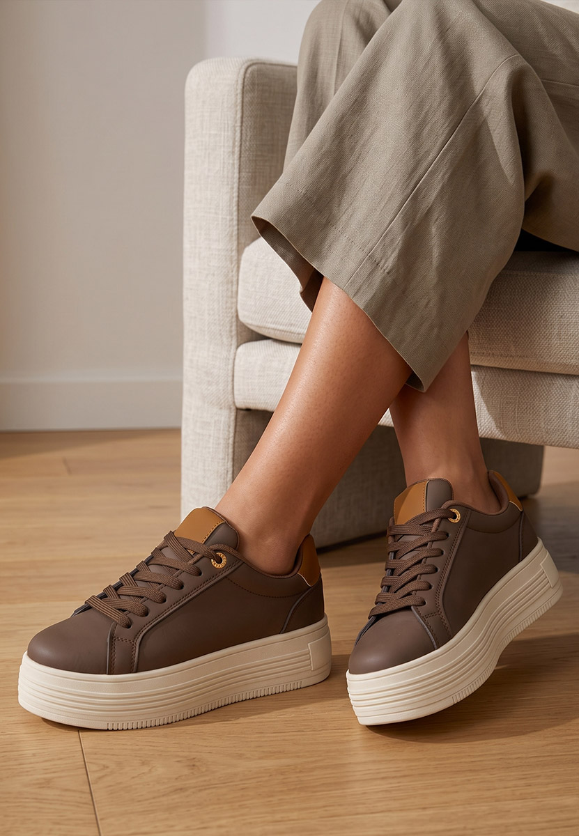 Sneakers con plateau Sidoneya marrone