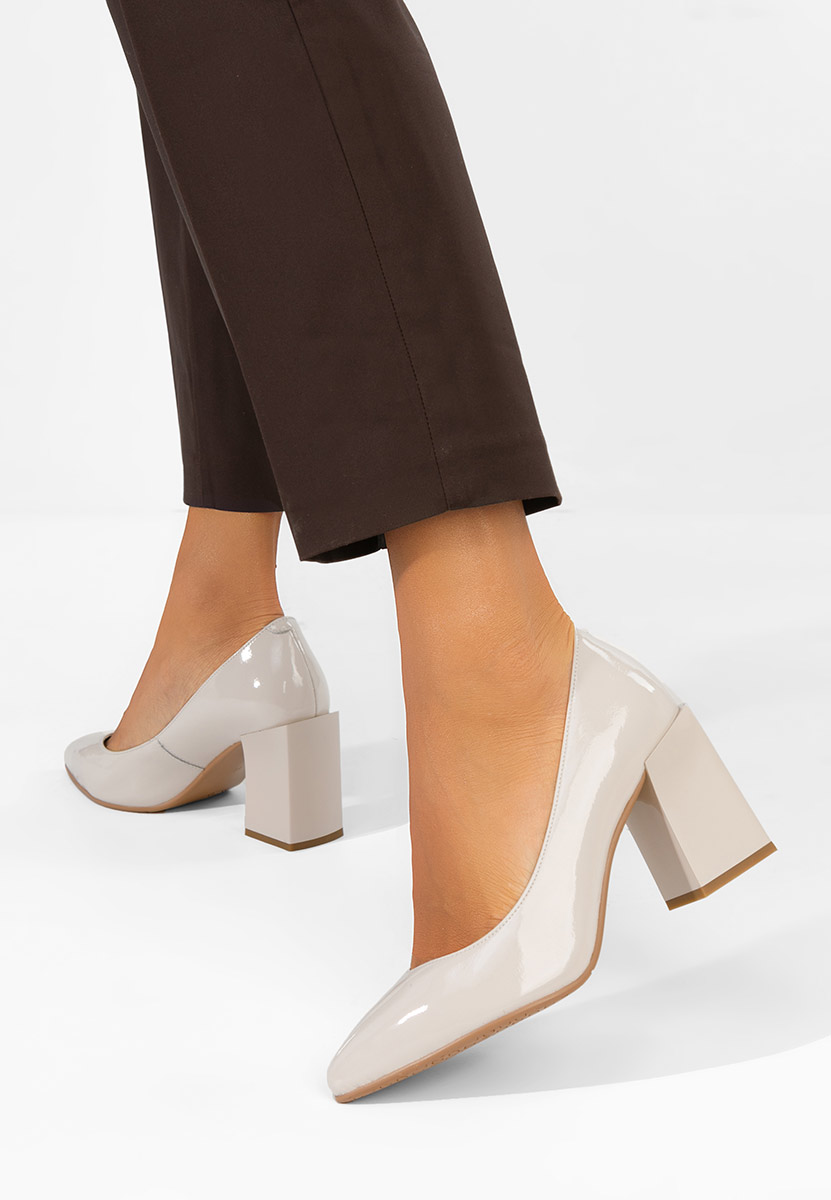 Décolleté tacco largo in pelle Elarina nude