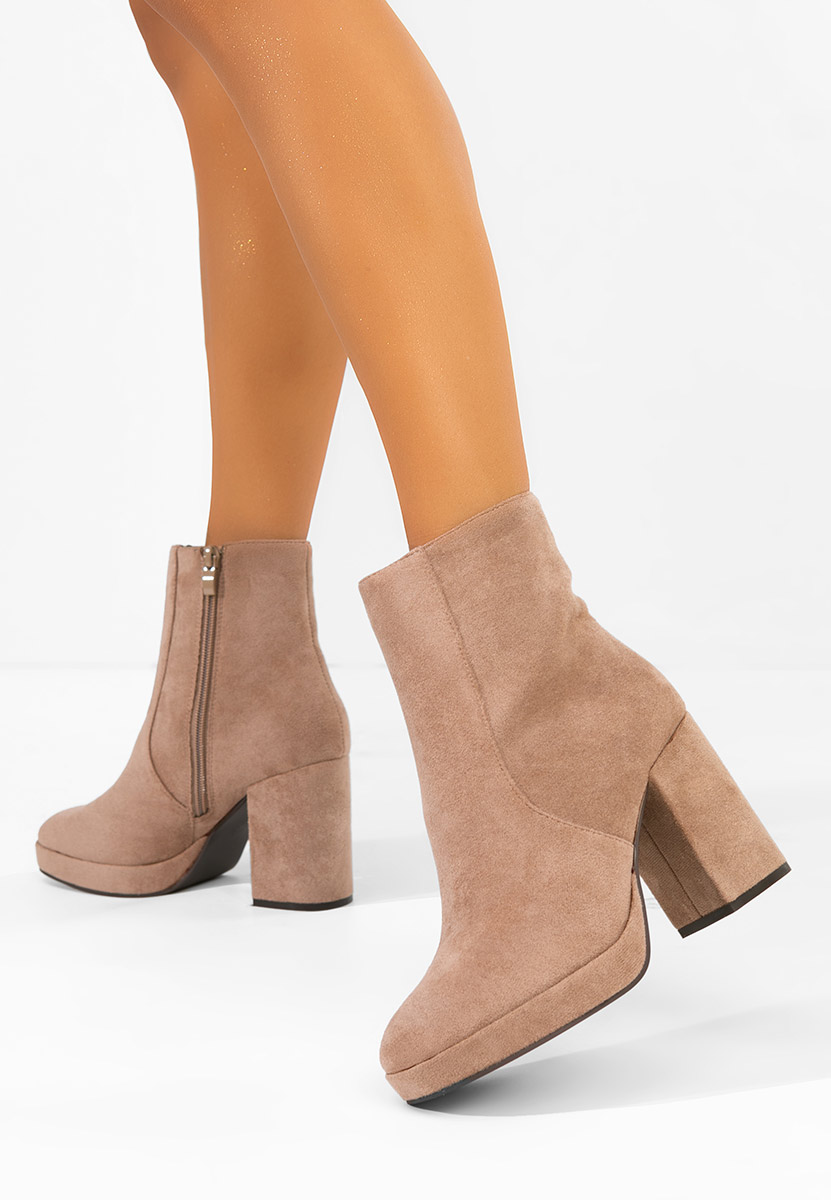 Tronchetti con tacco largo Sylvana beige