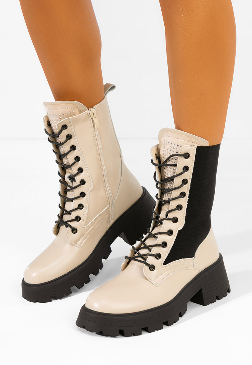 Stivali alti da donna Izniella beige
