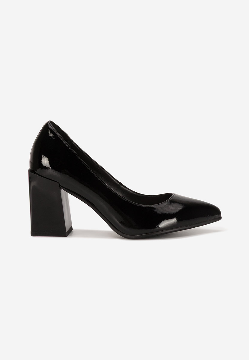 Décolleté tacco largo in pelle Elarina nero
