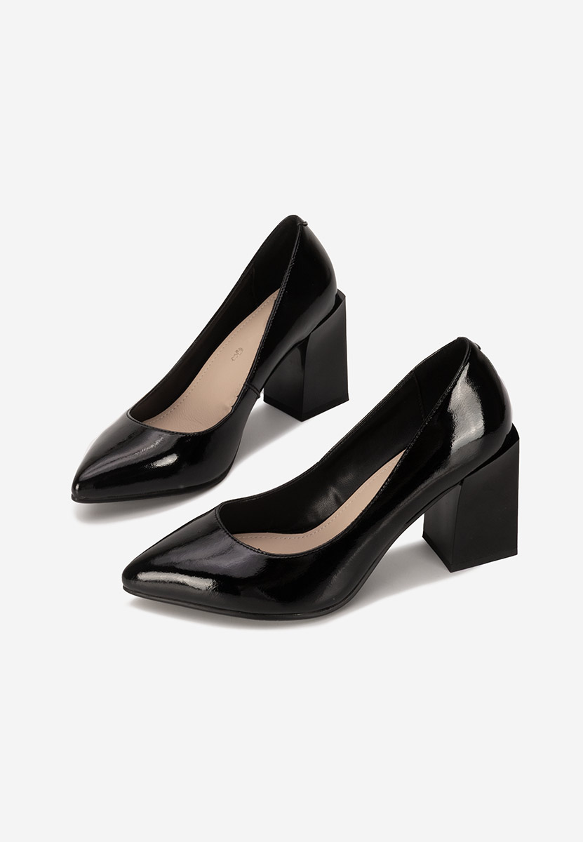 Décolleté tacco largo in pelle Elarina nero